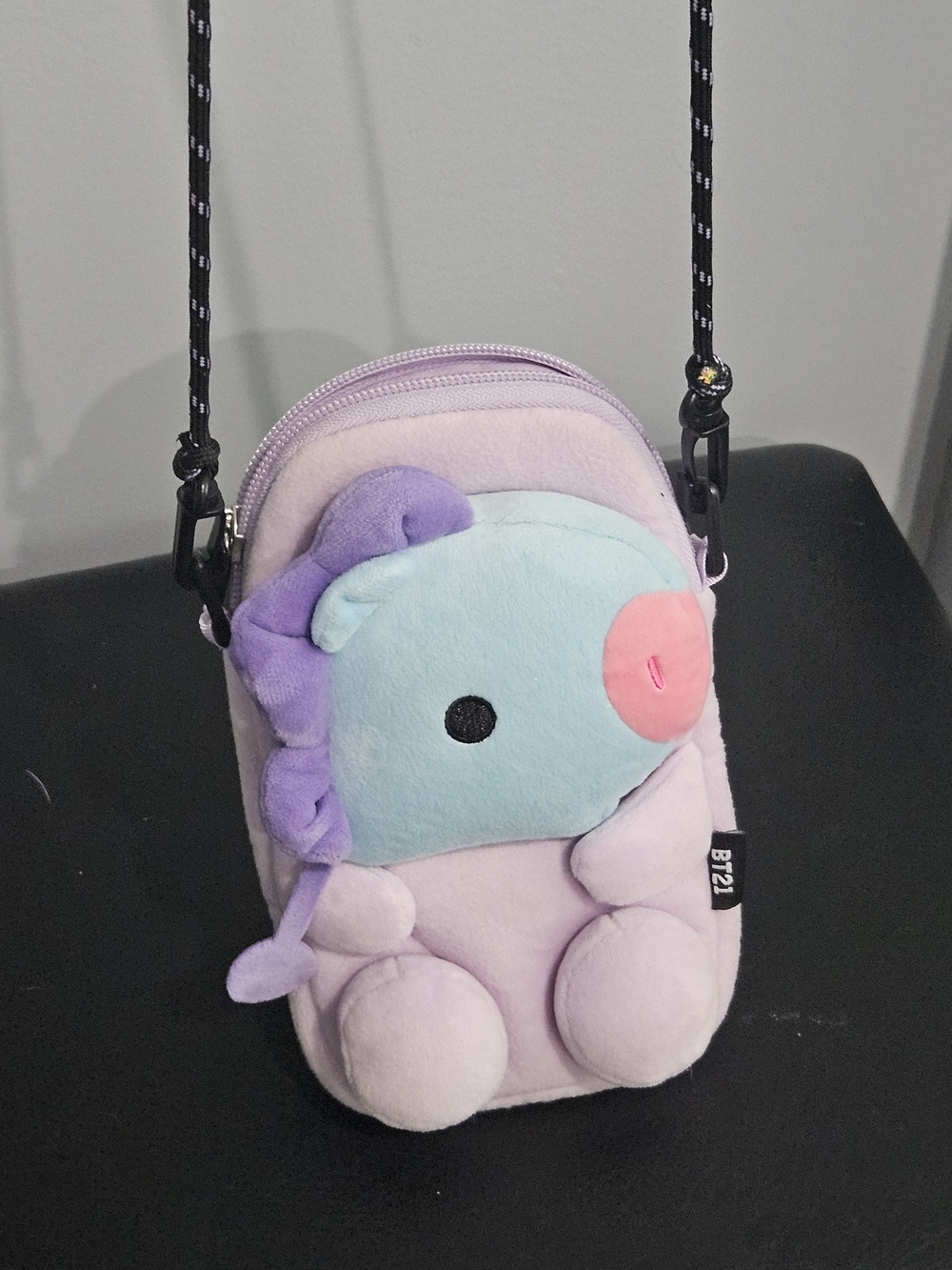 BT21 Baby Mang Plush Crossbody Bag for Anyone - Pastel Lavender & Blue